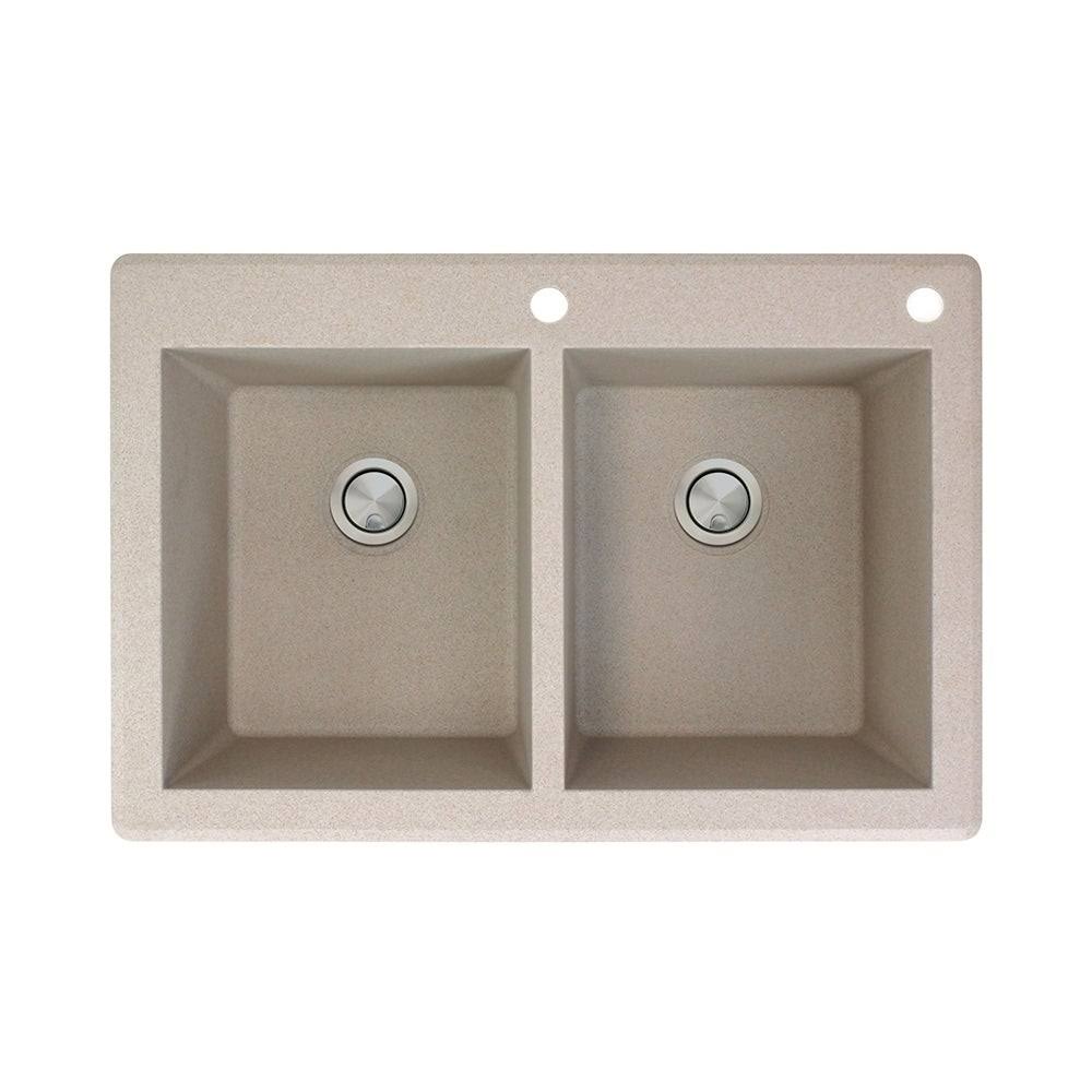 Cafe Latte Double-Basin Granite Drop-in Kitchen Sink Z18298