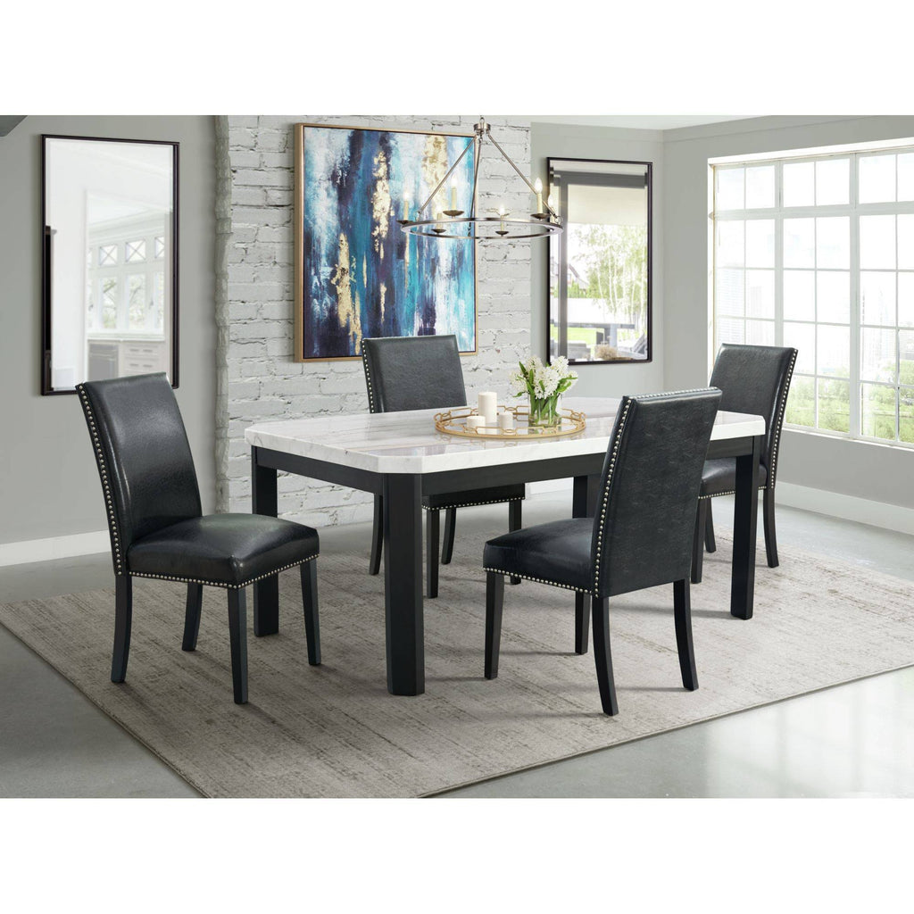 Black Faux Leather Side Chair Set V884