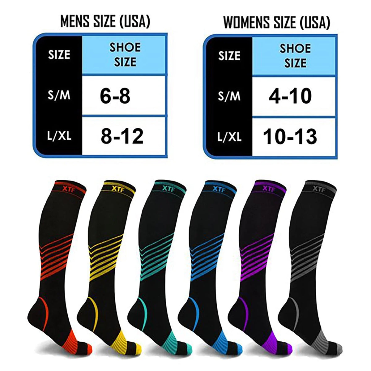 6-Pair Knee High Sport Compression Socks N8691