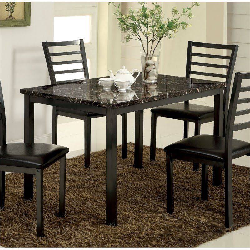 Faux Marble Top Dining Table in Black R55712