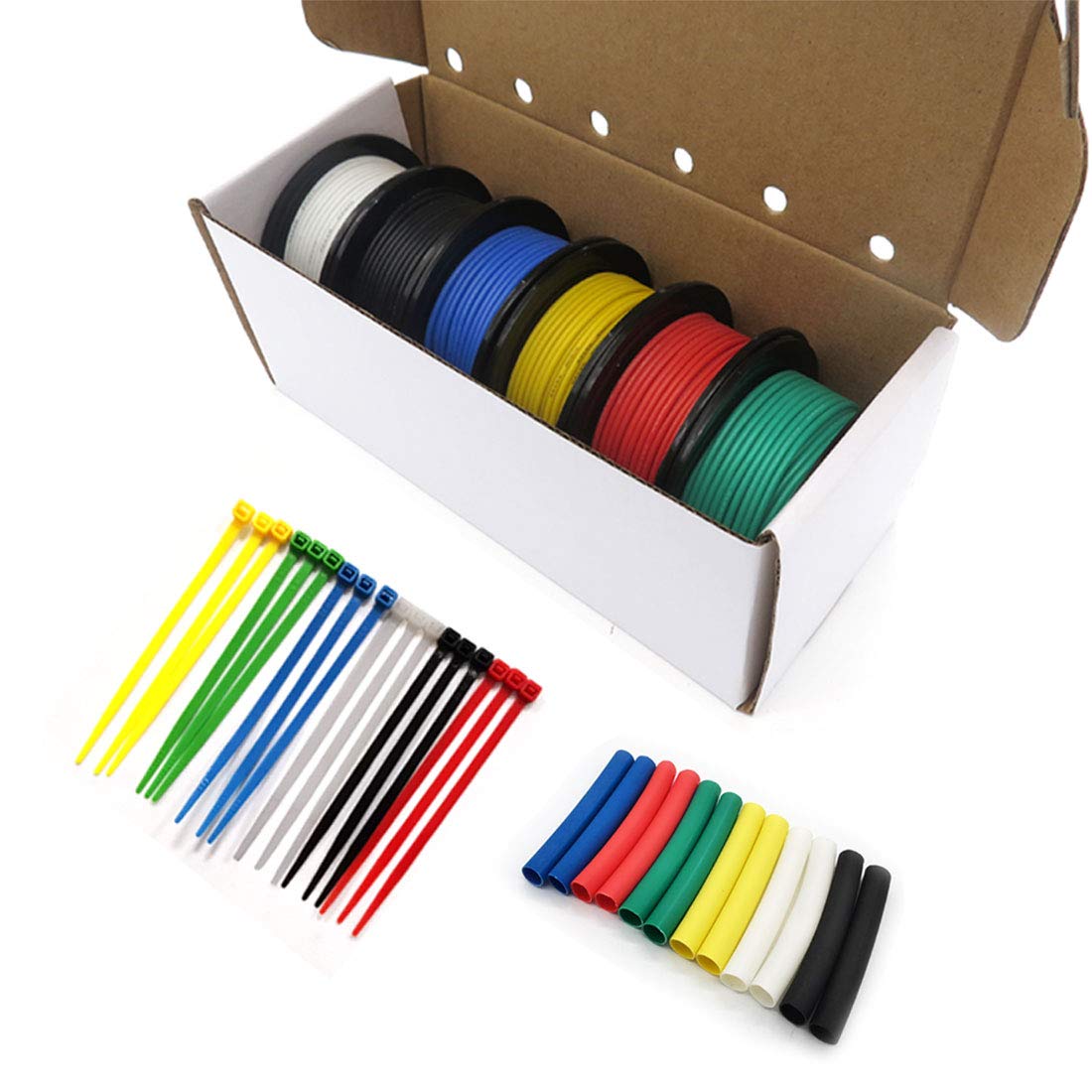 16 Gauge Silicone Stranded Wire Tinned Copper 6 Colors 50ft Each 16AWG Pack of 2 M6003