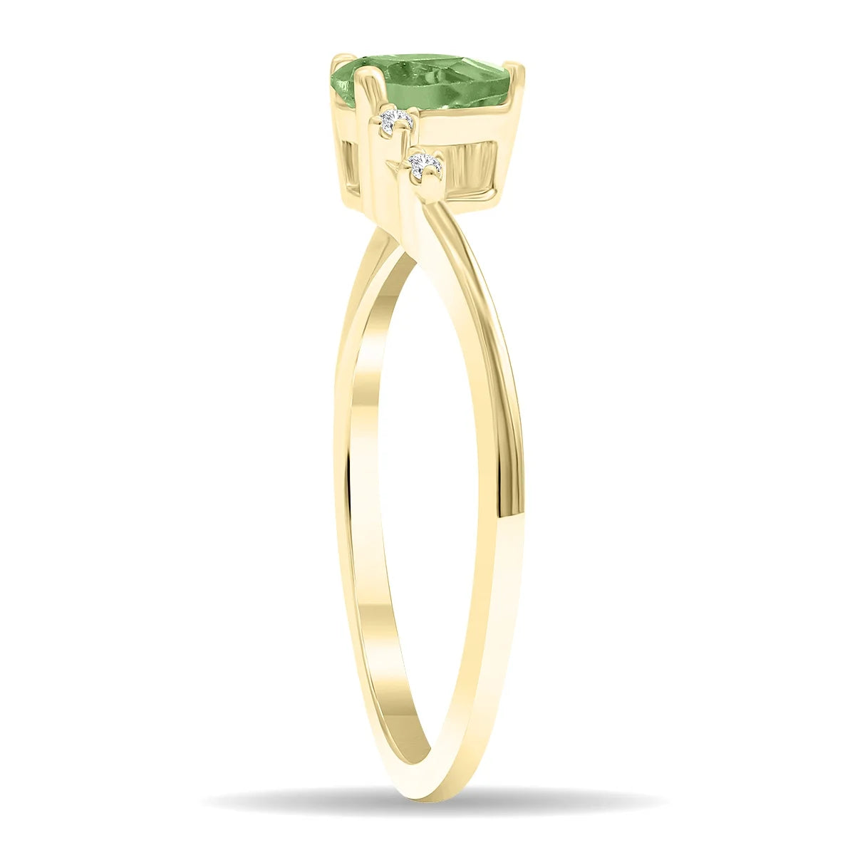 Green Amethyst and Diamond Wave Ring in 10K Yellow Gold S612685