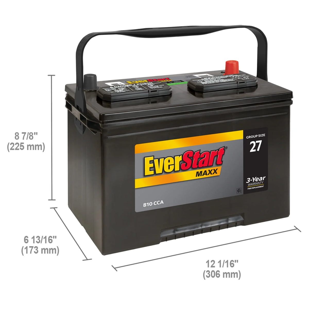 Lead Acid Automotive Battery Group Size 27 12 Volt 830 CCA X75013