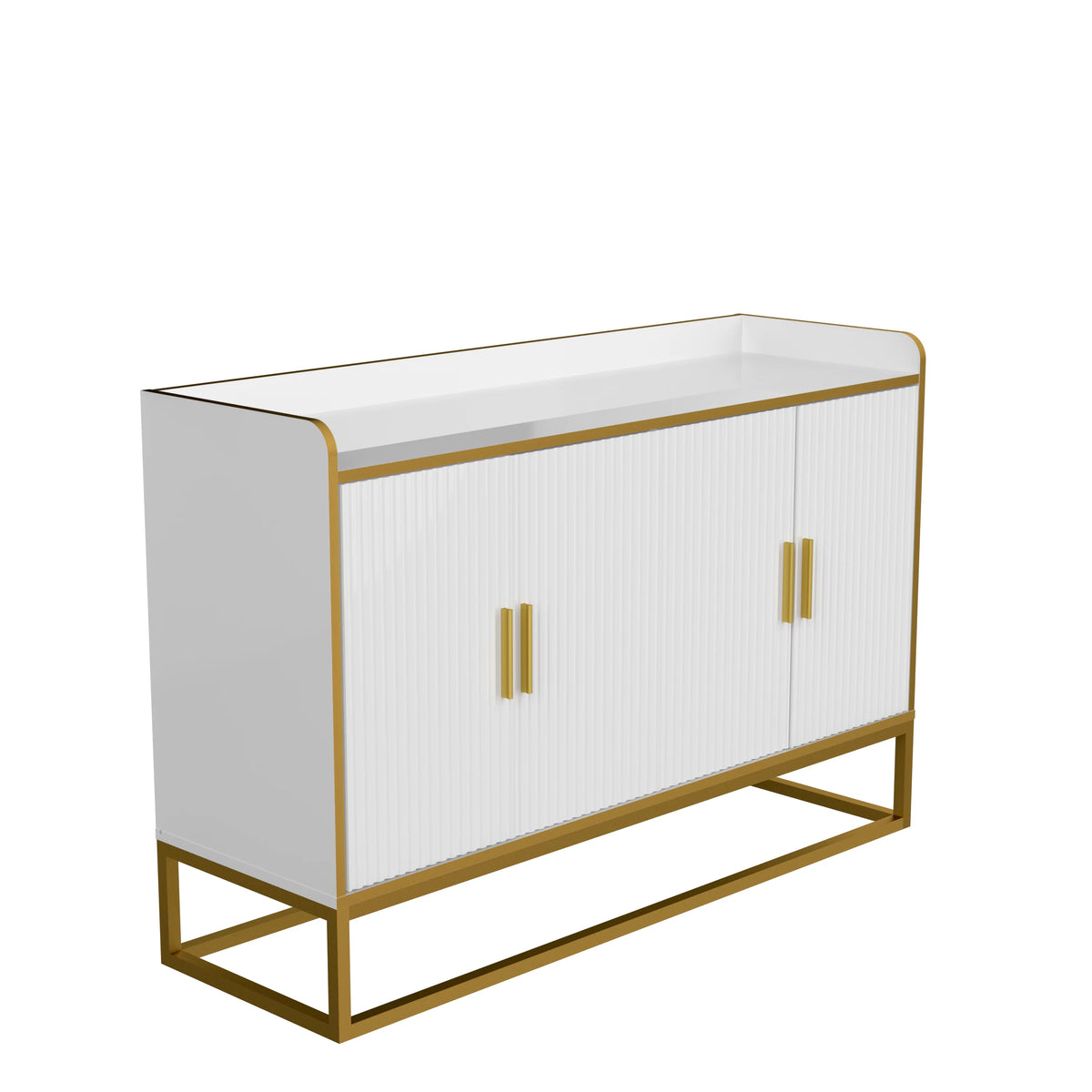 White Gloss Storage Cabinet with Metal Legs E5849
