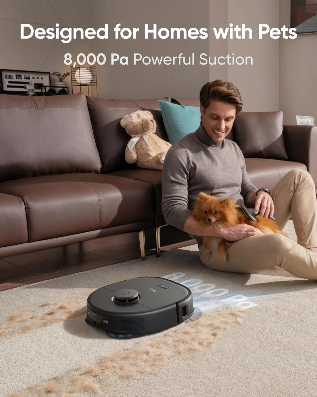Robot Vacuum and Mop with 8,000 Pa Suction, Dual Mops with 12 mm Auto-Lift, AI Obstacle Avoidance V80170