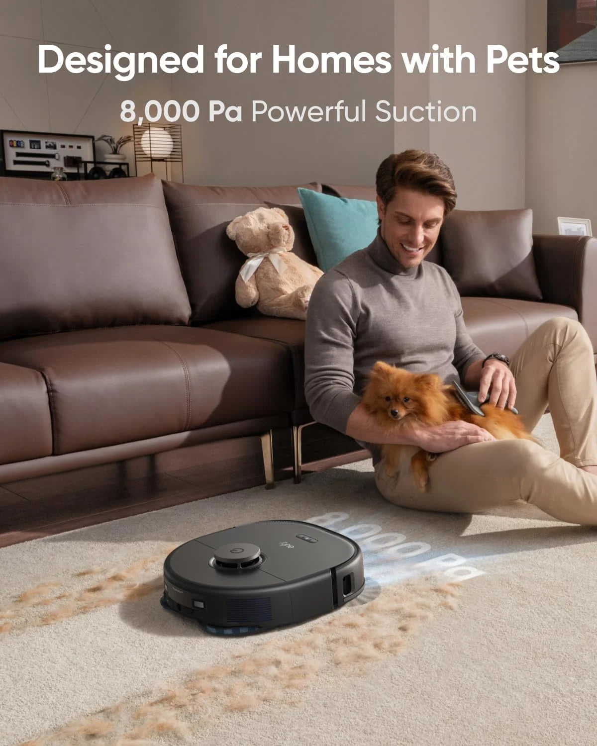 Robot Vacuum and Mop with 8,000 Pa Suction, Dual Mops with 12 mm Auto-Lift, AI Obstacle Avoidance V80170