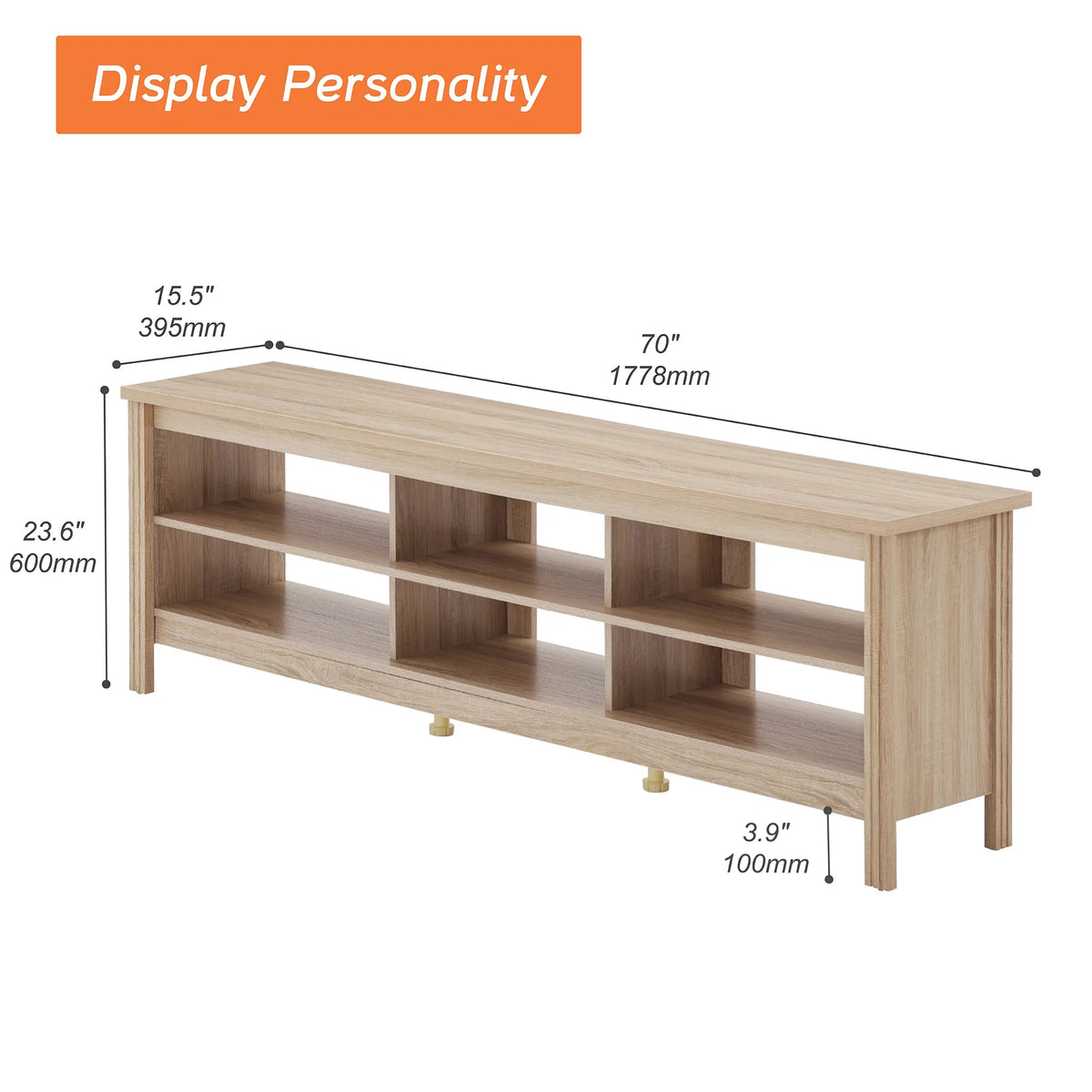 Oak Wood TV Stand for 75 Inch W3269