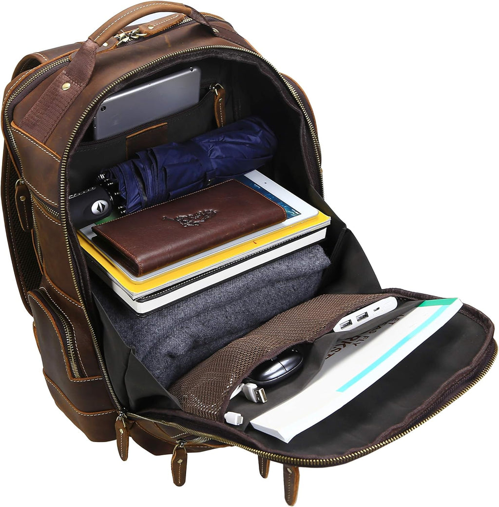 Men's Full Grain Leather Laptop Backpack D694284