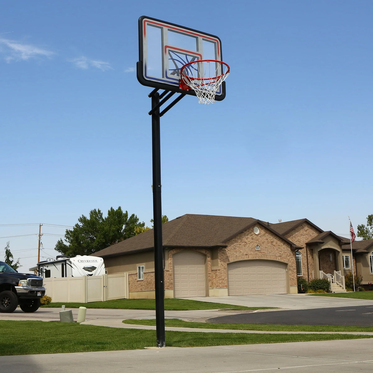 Adjustable Inground Basketball Hoop 44 inch Polycarbonate N6682