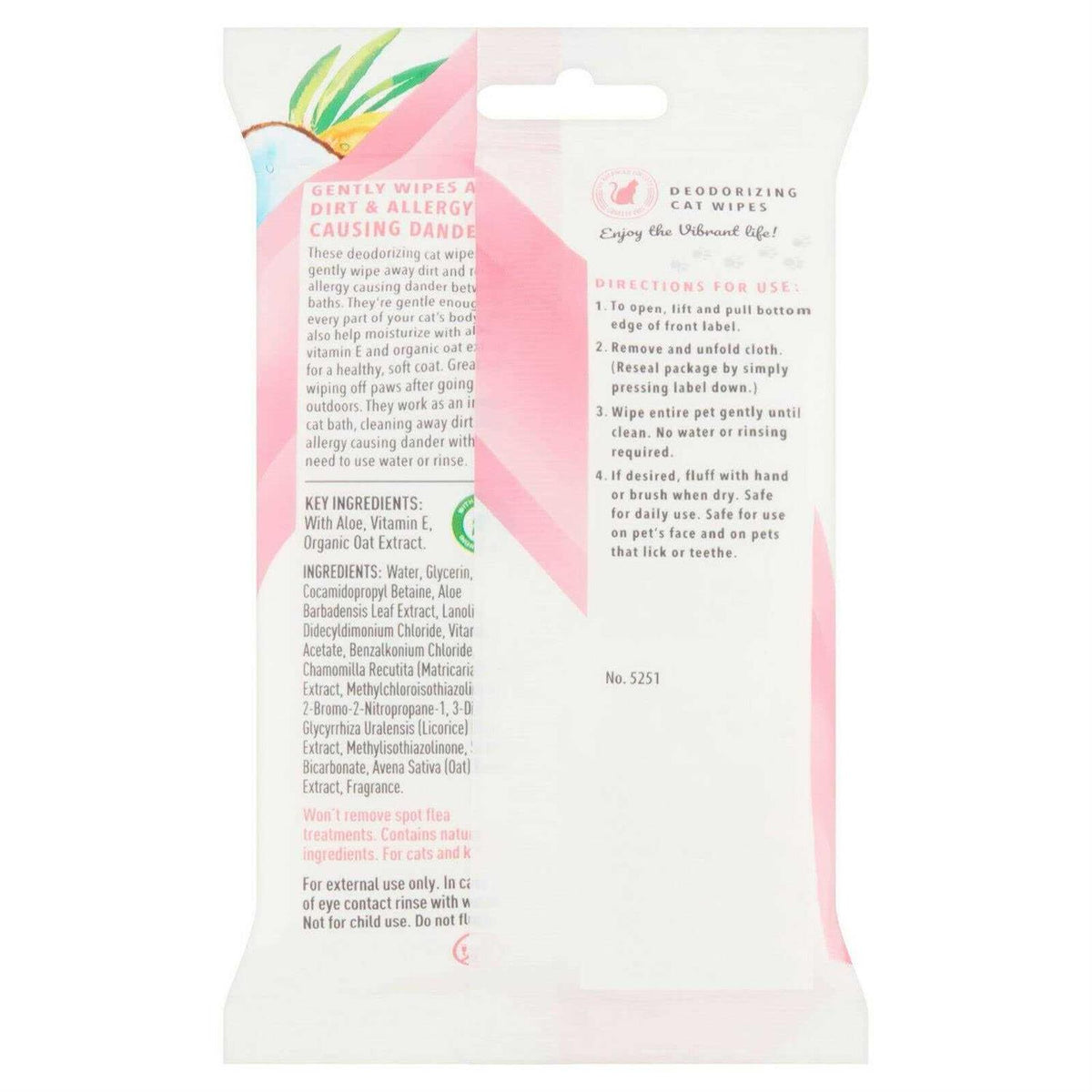 Vanilla Coconut Deodorizing Wipes for Cats & Kittens P687764