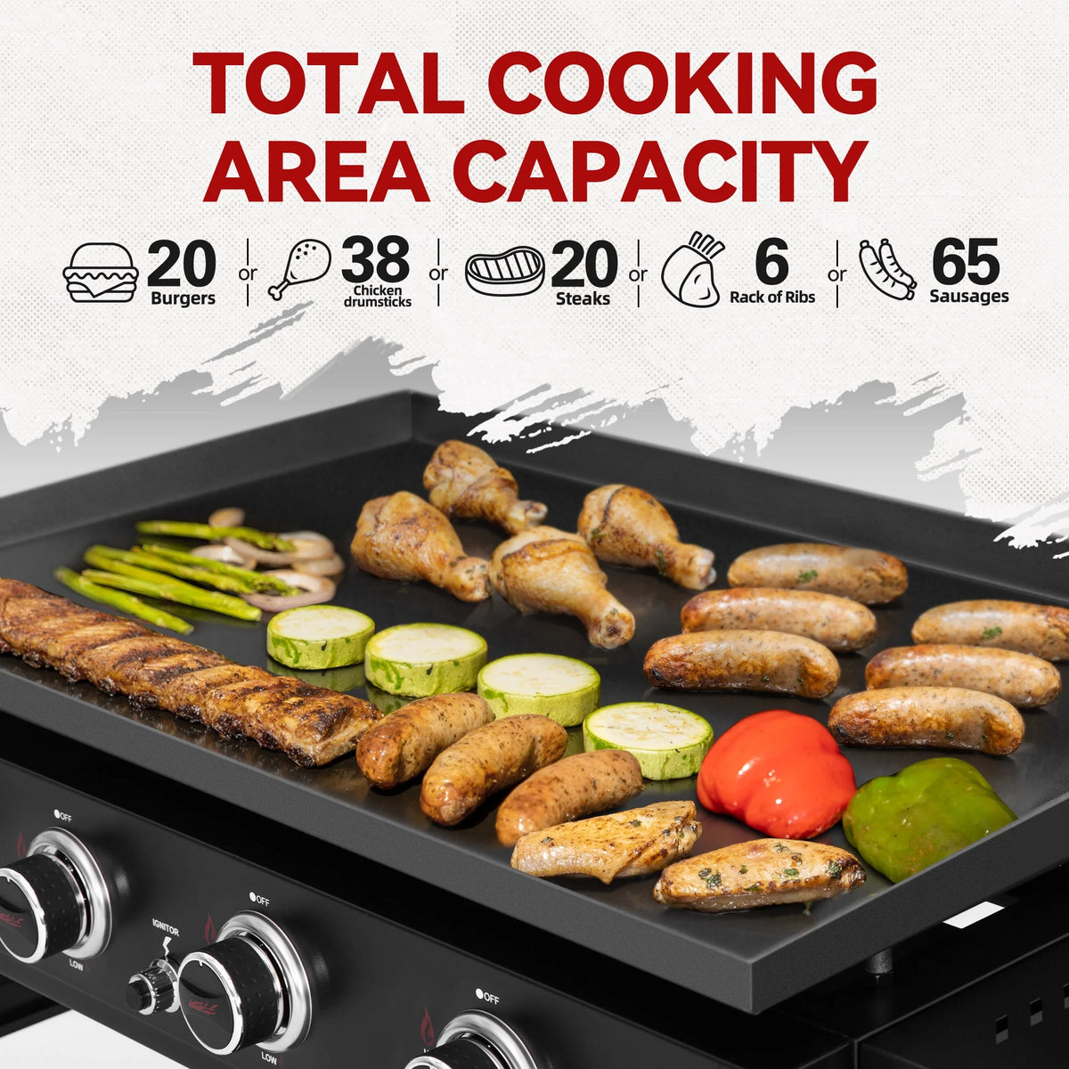 4-Burner Propane Gas Grill Griddle with Cover X3629