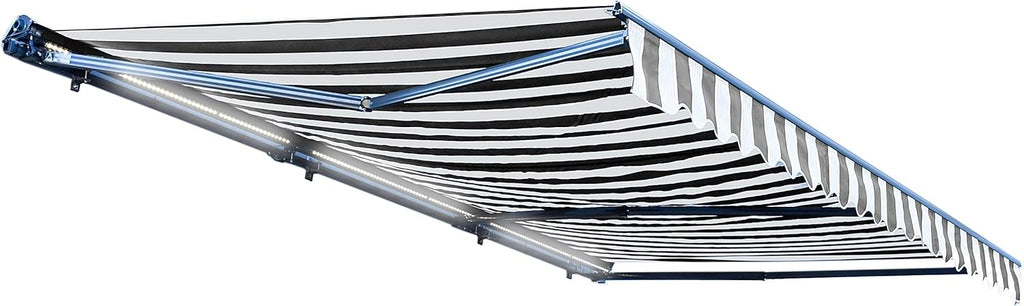 Retractable 16x10 Feet Motorized LED Patio Awning, 100% Polyester Canopy, Green U723449