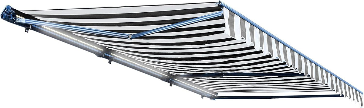 Retractable 16x10 Feet Motorized LED Patio Awning, 100% Polyester Canopy, Green U723449