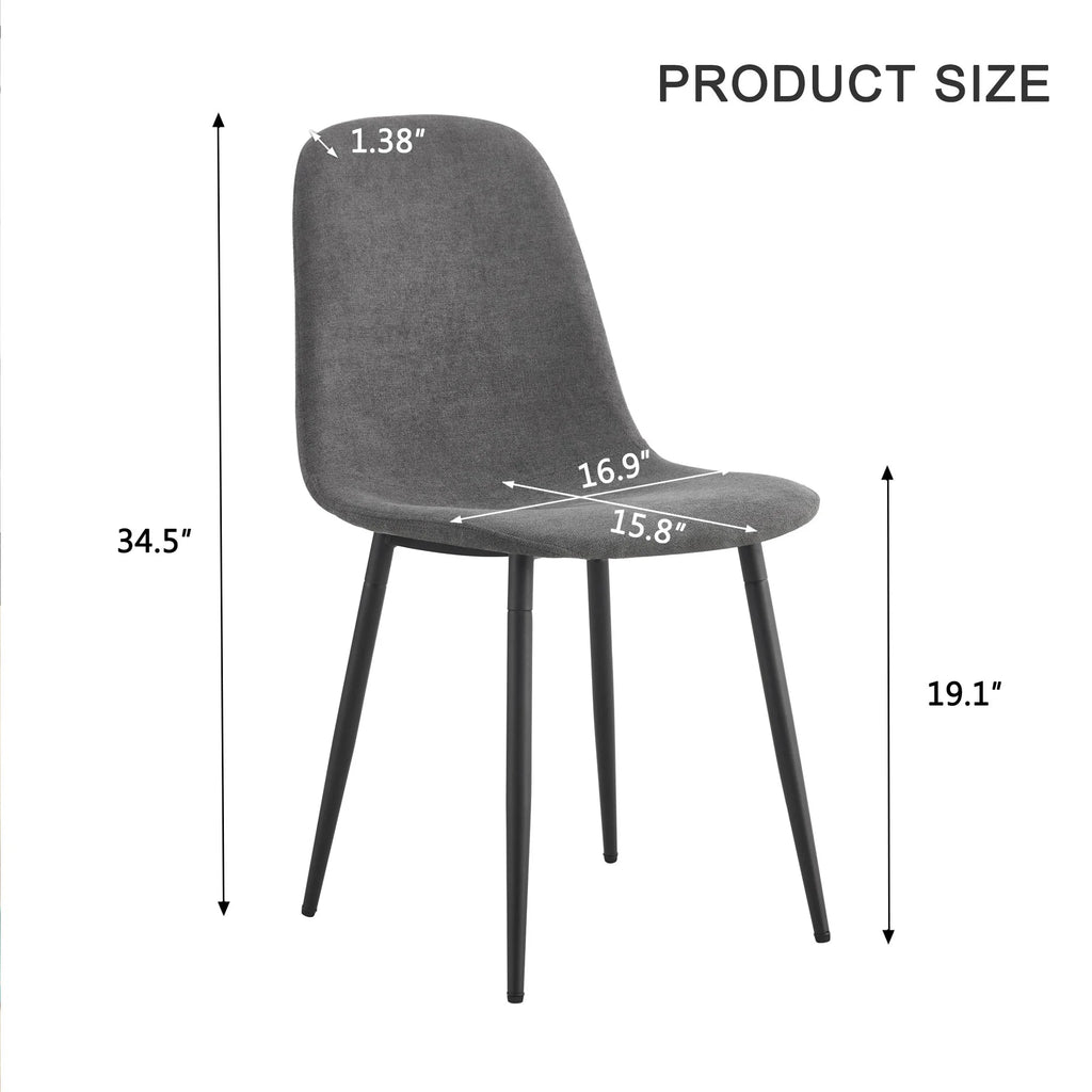 Dining Chairs Set of 4 Upholstered Side Chairs with Suede Fabric Cushion Seat and Metal Legs, Dark Gray Q1578