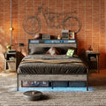 Queen Size Platform Bed with Storage Headboard N1257
