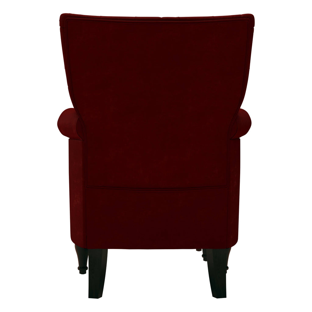 Button Tufted Rolled Arm Chair and Ottoman Charcoal Gray Velvet B323601