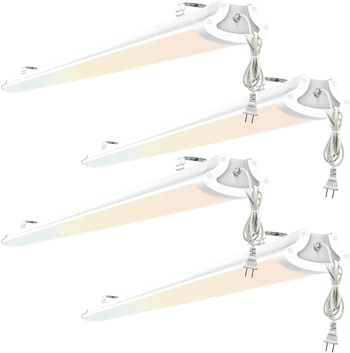 8ft Flush Mount 100w 3CCT Selectable LED Vapor Shop Ceiling Light with 5ft Plug and Play (4 Pack) C452075