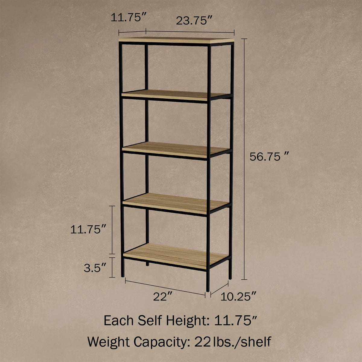 5-Tier Gray Bookshelf E663151