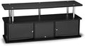 Gray Black Stainless Steel TV Stand with 3 Storage Cabinets E730