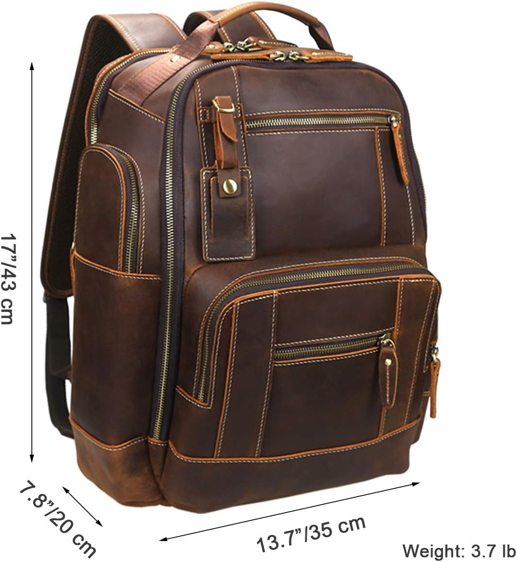 Men's Full Grain Leather Laptop Backpack D694284