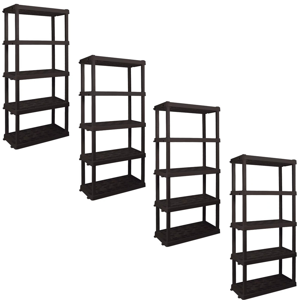 5-Tier Shelving Unit, Black, Pack of 4 G13041