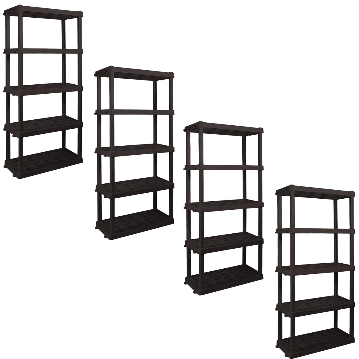 5-Tier Shelving Unit, Black, Pack of 4 G13041