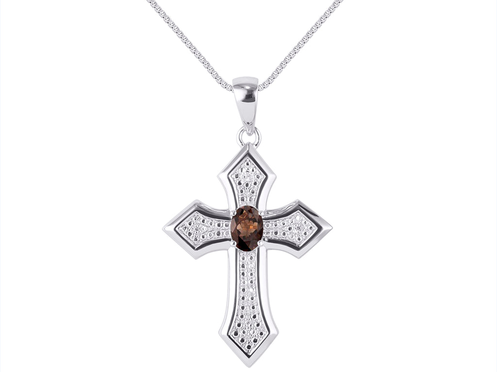 White Gold 14K Cross Necklace with 18" Chain F10364