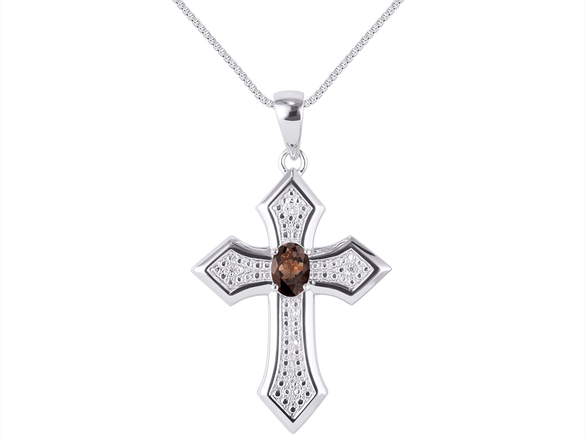 White Gold 14K Cross Necklace with 18" Chain F10364
