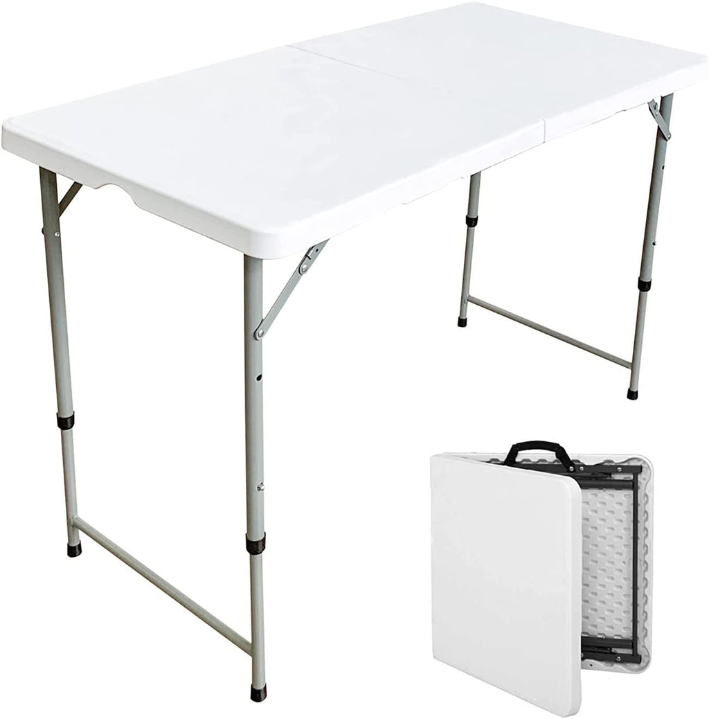 White 4ft Folding Plastic Dining Table with Handle V58075