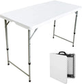 White 4ft Folding Plastic Dining Table with Handle V58075
