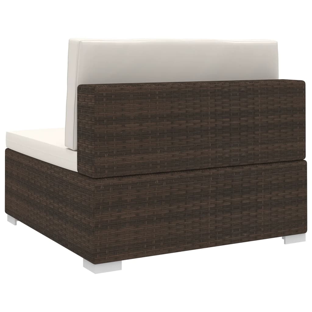 Brown Poly Rattan Sectional Middle Seat with Cushions M39189