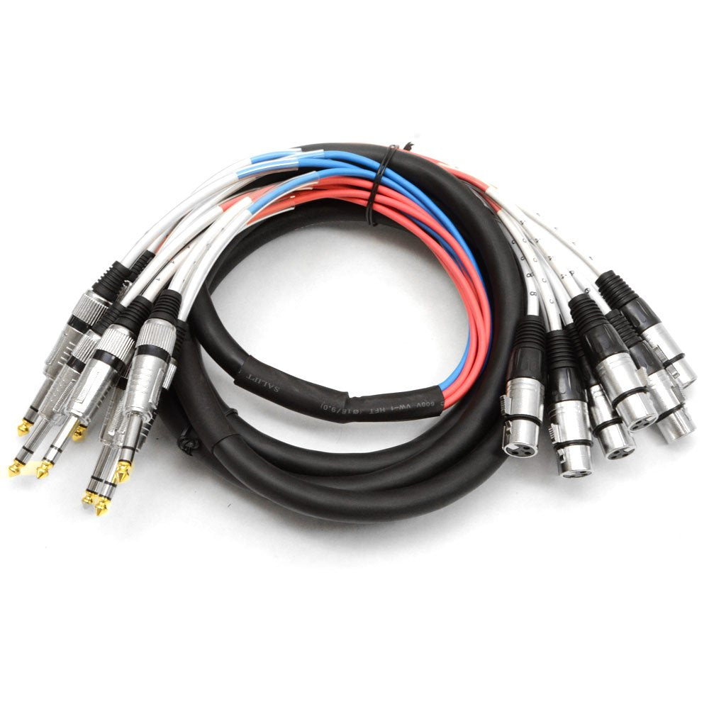 8 Channel 15' XLR Female to 1/4 TRS Snake Cable M11651