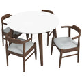 White Solid Wood Dining Table and Chairs for 4 U598799