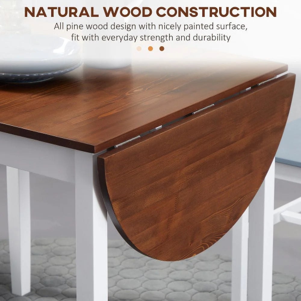 Brown Drop Leaf Solid Wood Dining Table B335036