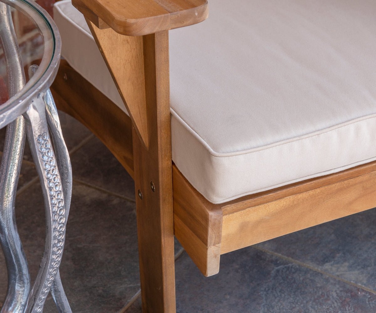 Brown Acacia Wood Patio Chair with Cushion O15101