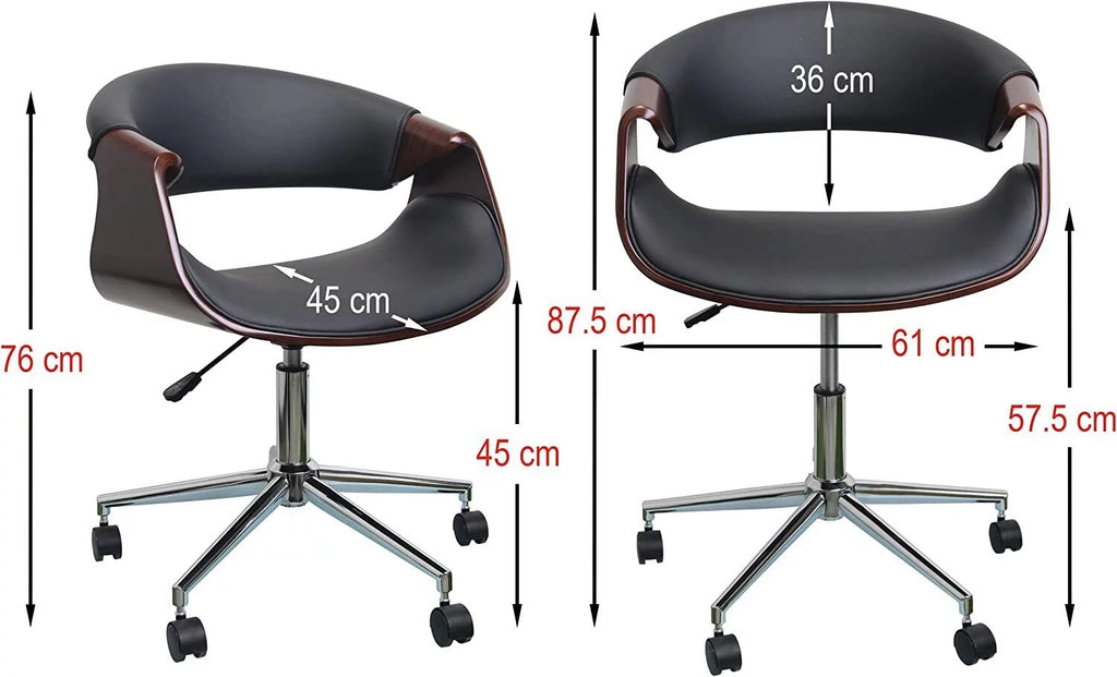 Brown Curved Wood Rolling Office Chair S767472