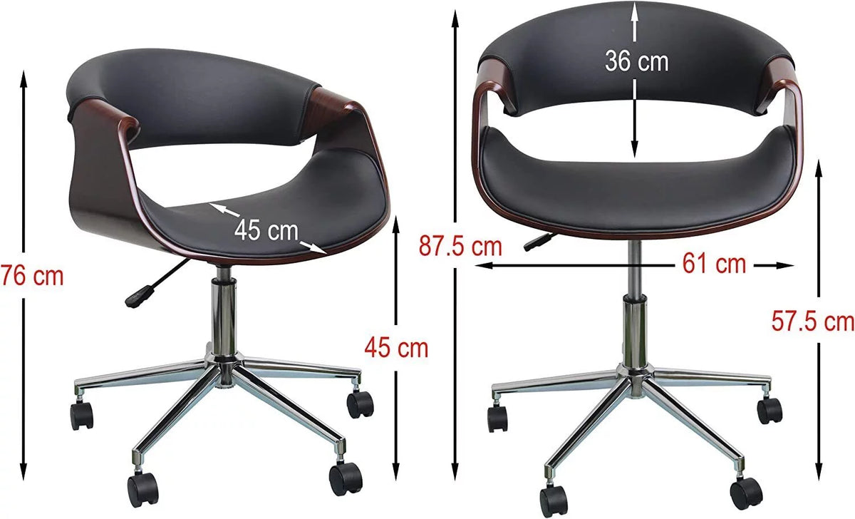 Brown Curved Wood Rolling Office Chair S767472