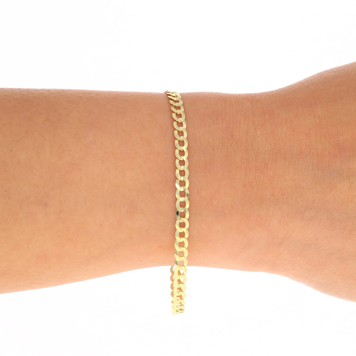 14k Yellow Gold 4mm Solid Cuban Curb Link Chain Bracelet O183