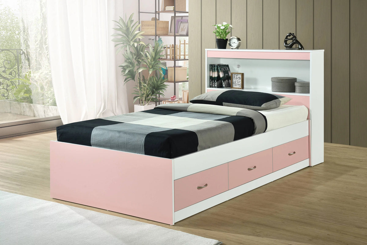 Black Twin-Size Captain Bed with 3 Drawers and Headboard Z1196