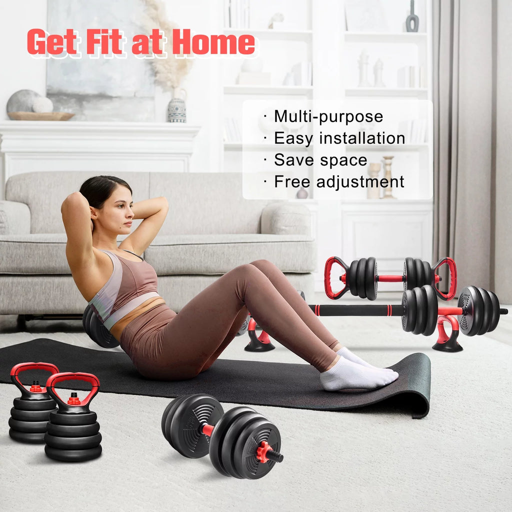 5 in 1 Adjustable Dumbbell Barbell Kettlebell Set 40LB P3180
