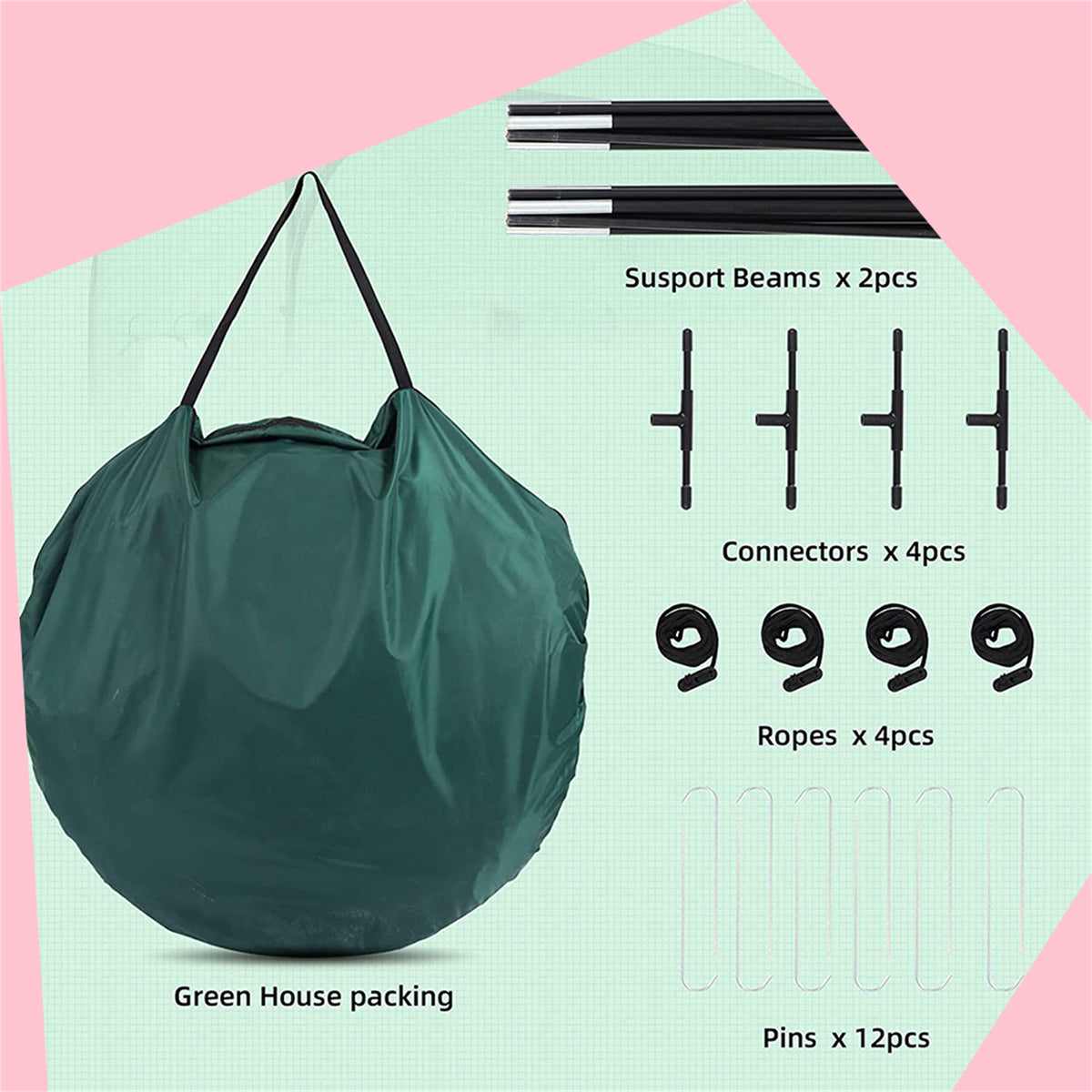 Pop-Up Plant Greenhouse with Roll-up Zipper Entry Doors and Windows P669