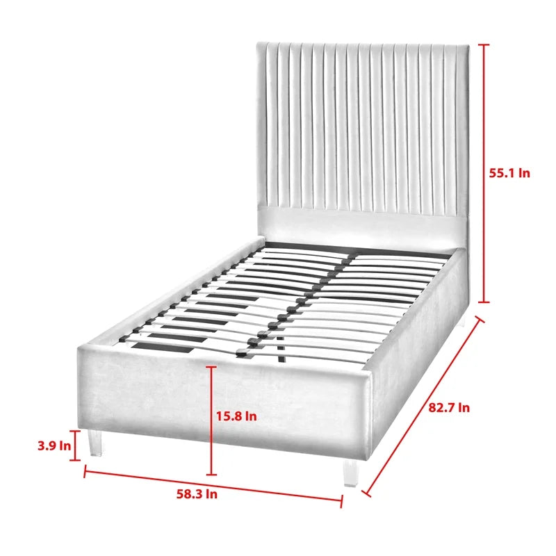 Velvet Full Platform Bed Slate Blue H70127
