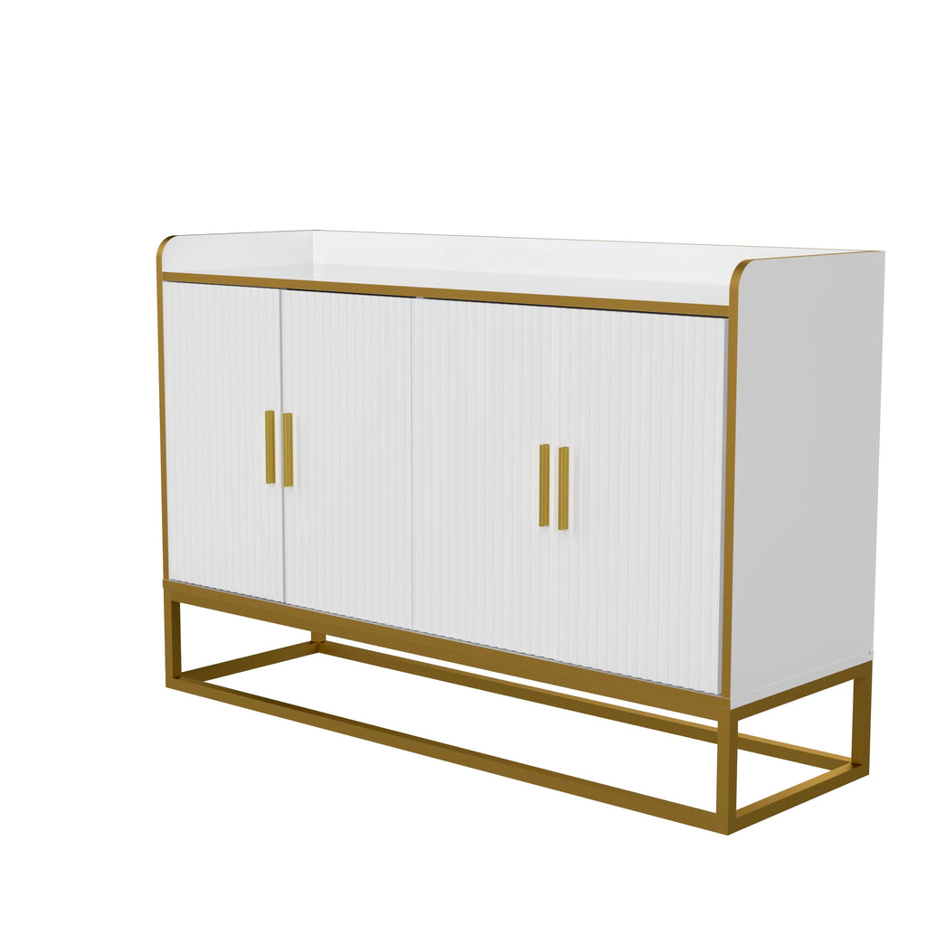 White Gloss Storage Cabinet with Metal Legs E5849