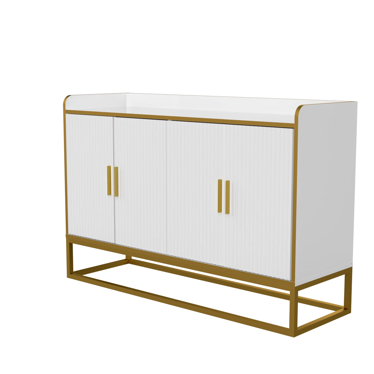 White Gloss Storage Cabinet with Metal Legs E5849