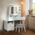 White Lighted Vanity Table Set with LED Nightstand V127
