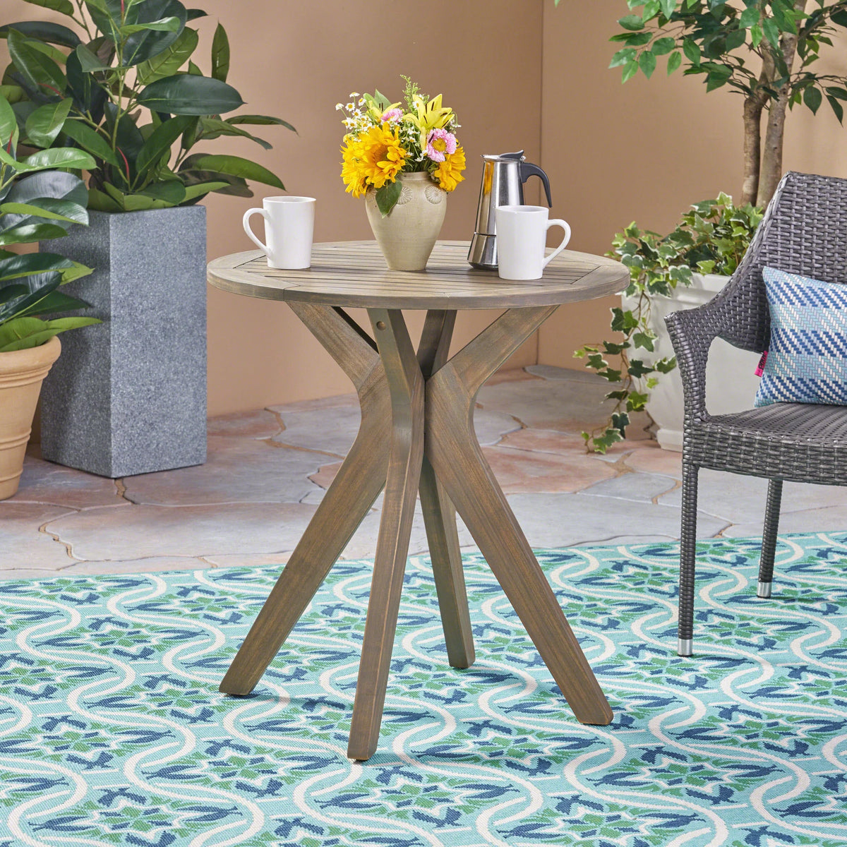 Round Wooden Patio Dining Table E180