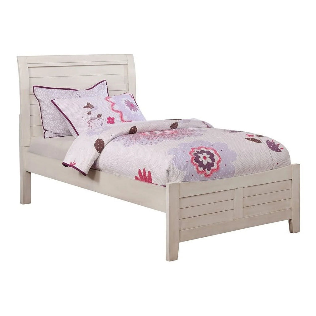 White Wood Full Bed with Curved Headboard A6539
