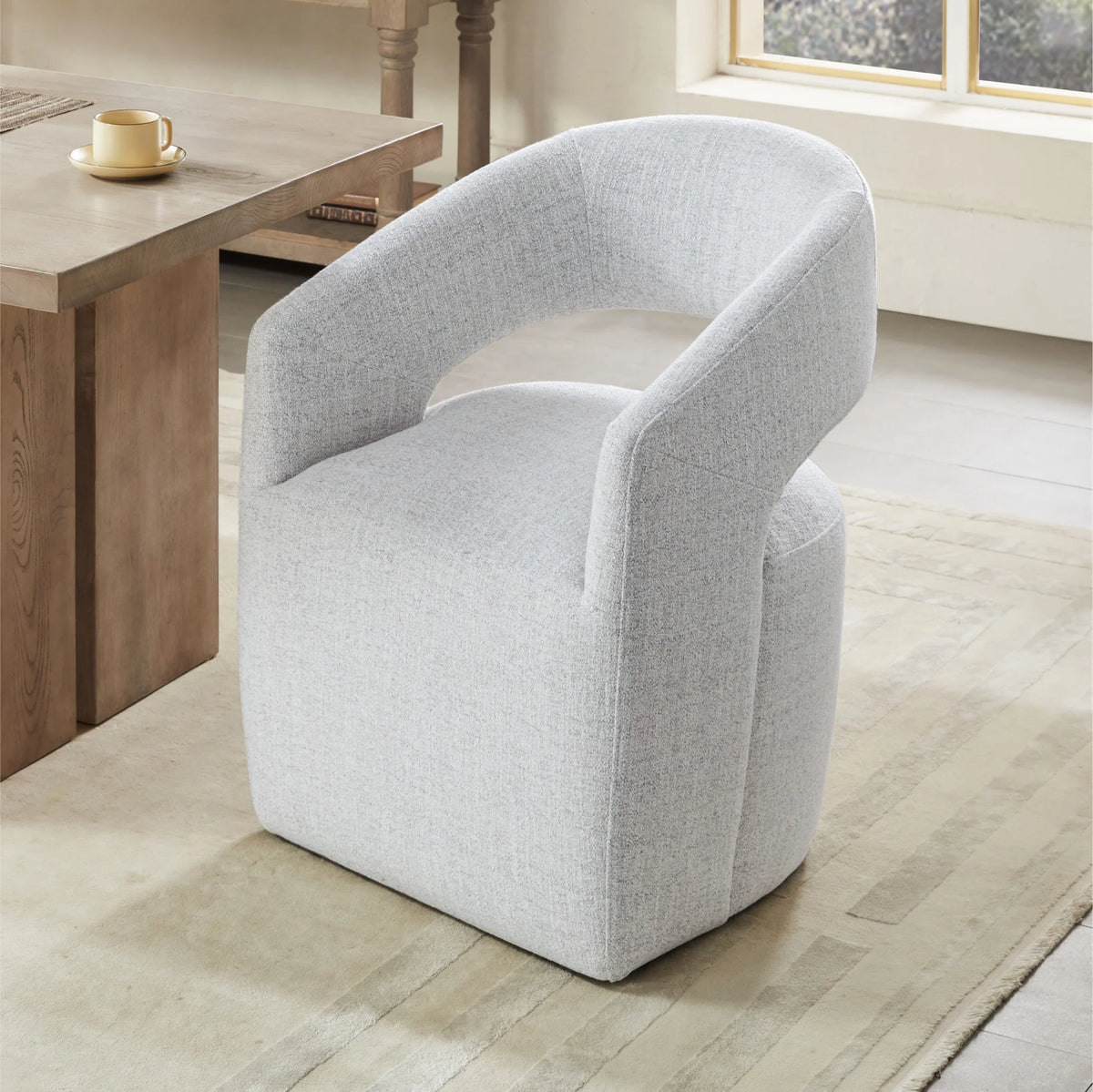 Upholstered Dining Chair with Caster Wheels M503250