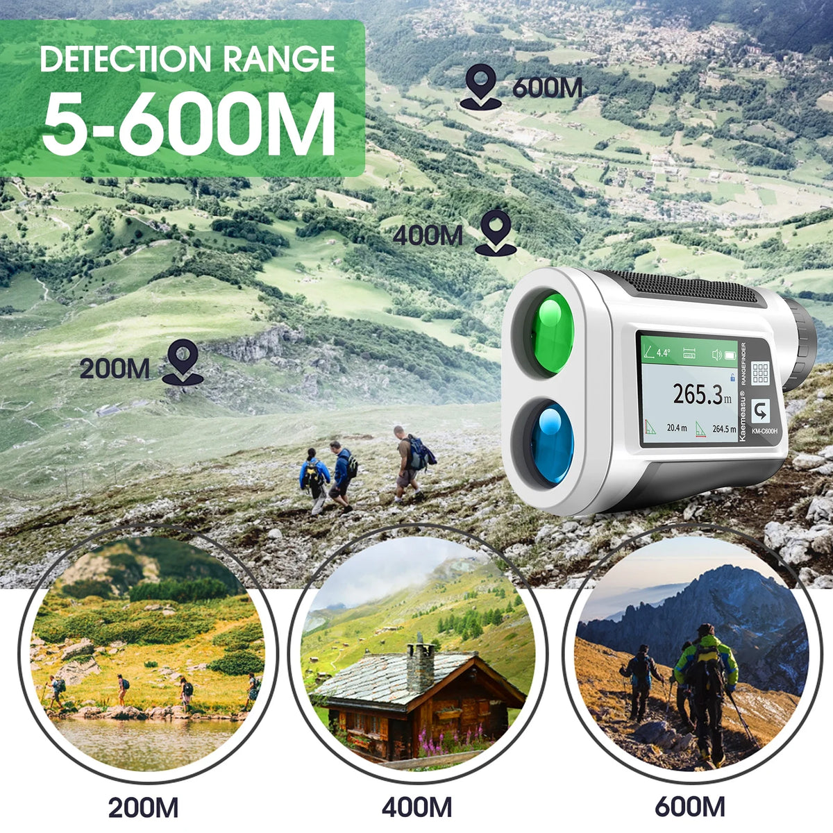 LCD Touch Screen 6X Magnification 600M Rangefinder Distance Meter Y3714