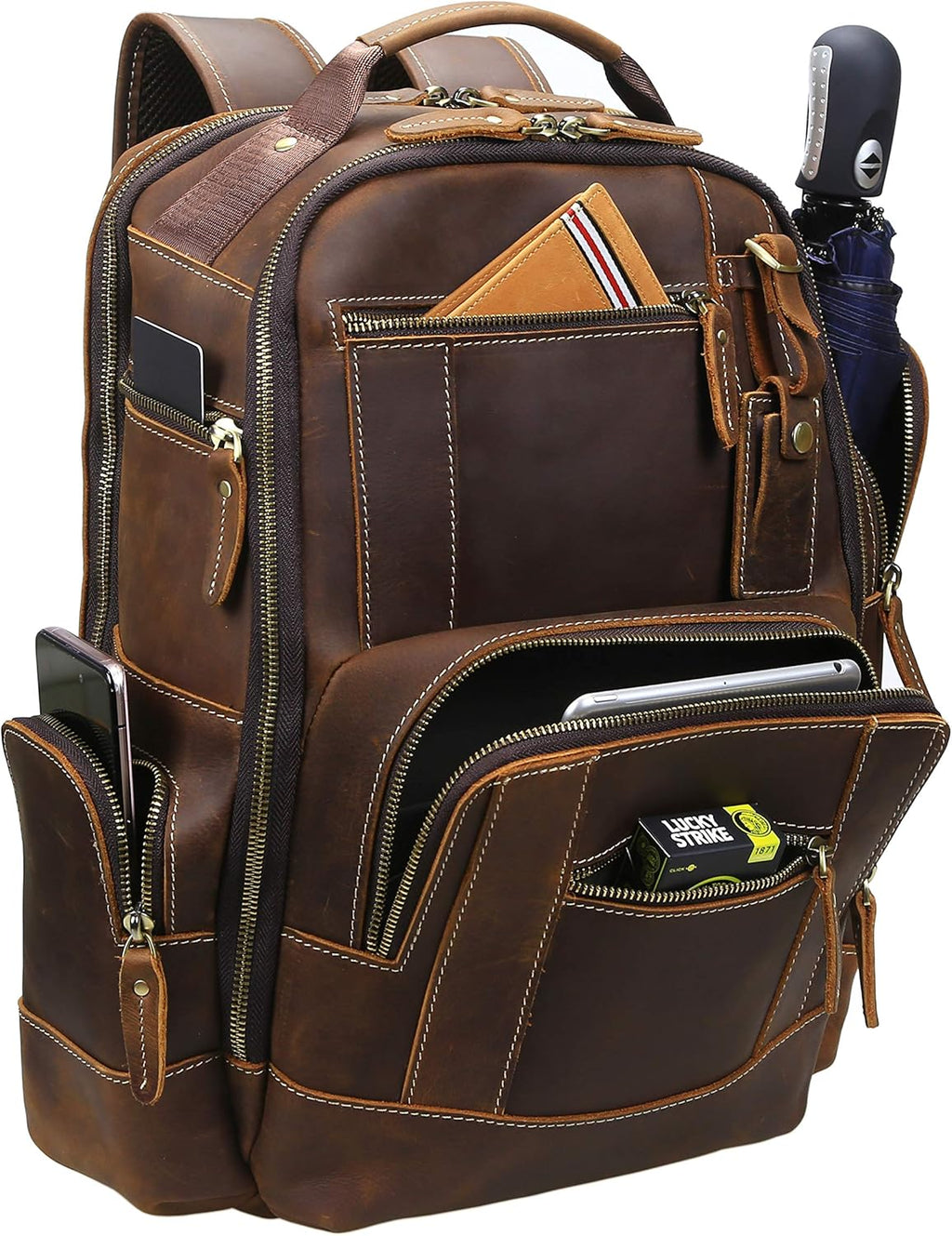 Men's Full Grain Leather Laptop Backpack D694284